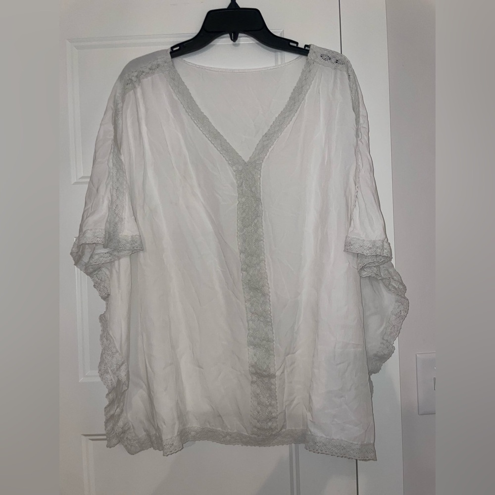 Elegant Sheer White Swimsuit Coverup with Lace Trim
